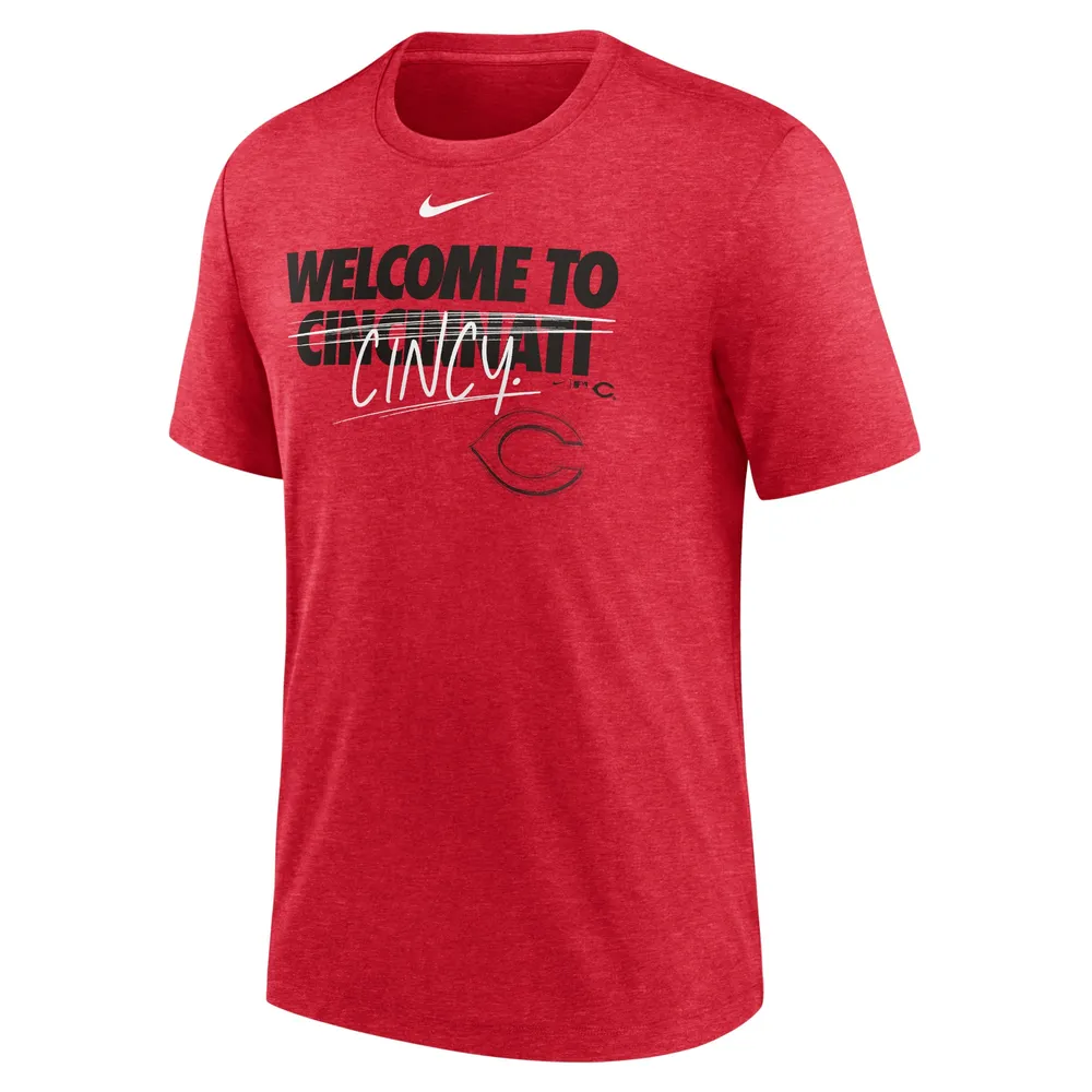 T-shirt en trois mélanges Nike Cincinnati Reds Home Spin pour homme, rouge chiné