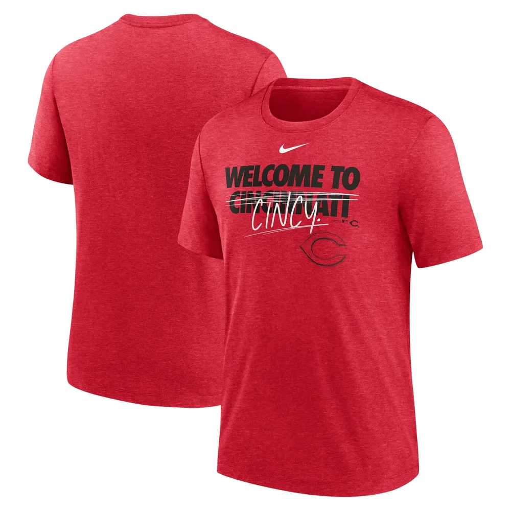 T-shirt en trois mélanges Nike Cincinnati Reds Home Spin pour homme, rouge chiné