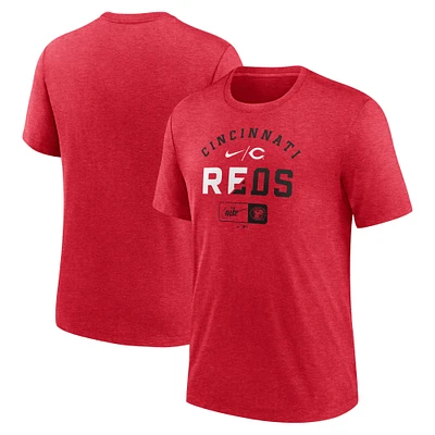 Men's Nike  Heather Red Cincinnati Reds Rewind Review Slash Tri-Blend T-Shirt