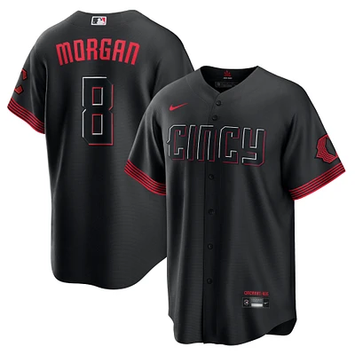 Maillot de joueur réplique Nike Joe Morgan noir Cincinnati Reds City Connect pour homme