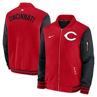 Men's Nike Red/Black Cincinnati Reds Authentic Collection Dugout Full-Zip Bomber Jacket