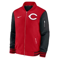 Men's Nike Red/Black Cincinnati Reds Authentic Collection Dugout Full-Zip Bomber Jacket