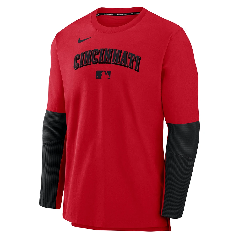Men's Nike Red/Black Cincinnati Reds Authentic Collection Player Lightweight Performance Long Sleeve Top