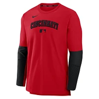 Men's Nike Red/Black Cincinnati Reds Authentic Collection Player Lightweight Performance Long Sleeve Top