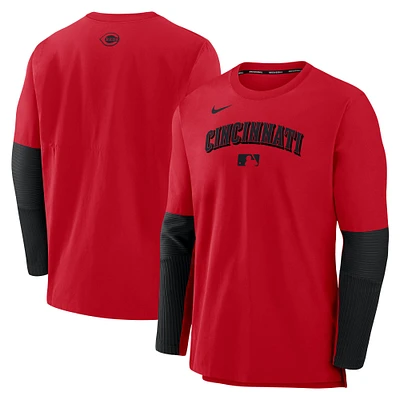 Men's Nike Red/Black Cincinnati Reds Authentic Collection Player Lightweight Performance Long Sleeve Top
