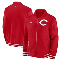 Blouson aviateur entièrement zippé Nike rouge Cincinnati Reds Authentic Collection pour homme