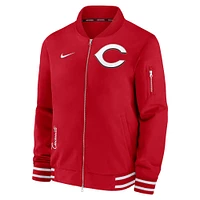 Blouson aviateur entièrement zippé Nike rouge Cincinnati Reds Authentic Collection pour homme