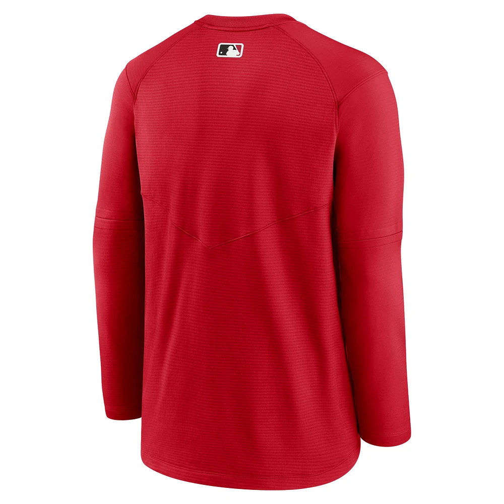 Men's Nike Red Cincinnati Reds Authentic Collection Logo Performance Long Sleeve T-Shirt