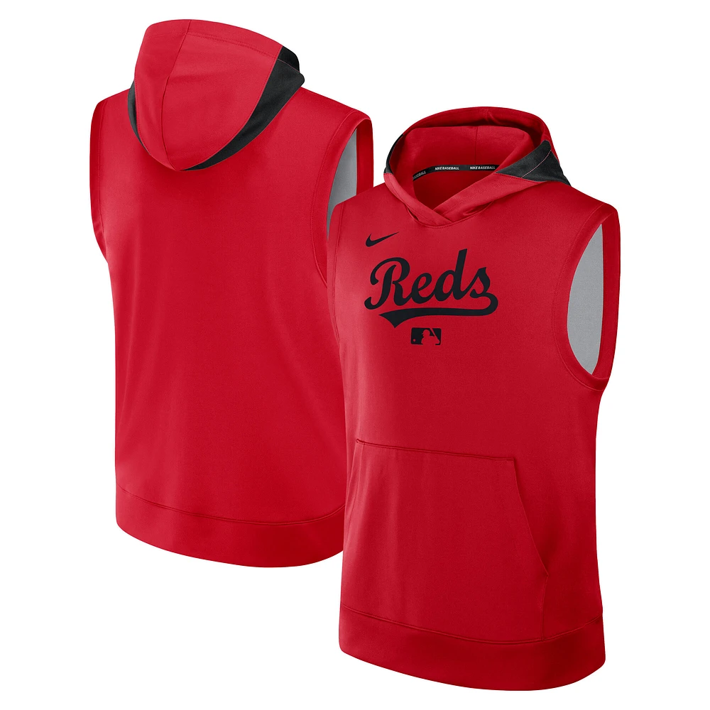 Men's Nike Red Cincinnati Reds Authentic Collection Performance Sleeveless Pullover Hoodie