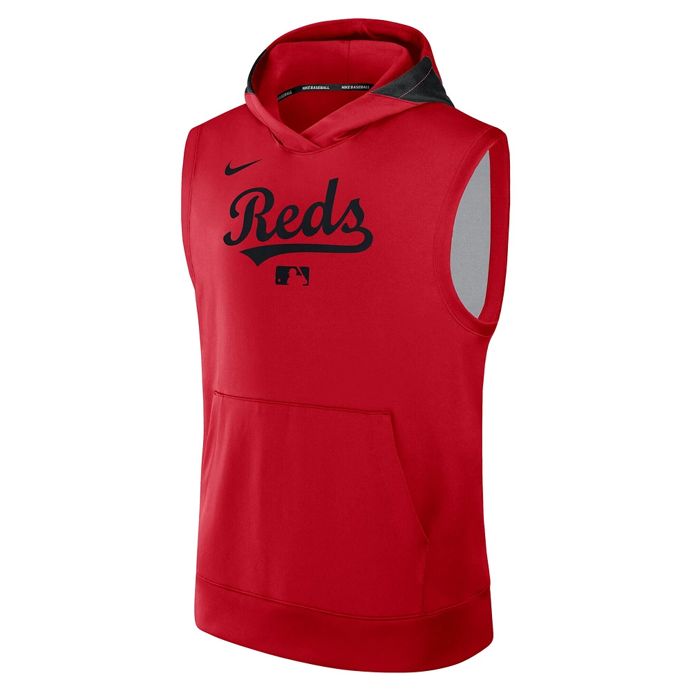 Men's Nike Red Cincinnati Reds Authentic Collection Performance Sleeveless Pullover Hoodie