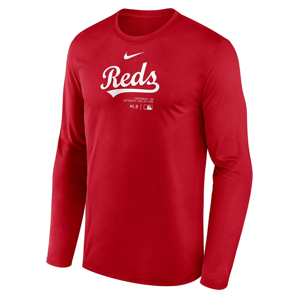 Men's Nike Red Cincinnati Reds Authentic Collection Practice Performance Long Sleeve T-Shirt