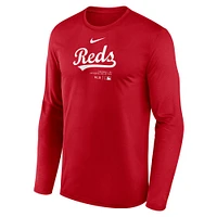 T-shirt à manches longues Nike Red Cincinnati Reds Authentic Collection Practice Performance pour homme