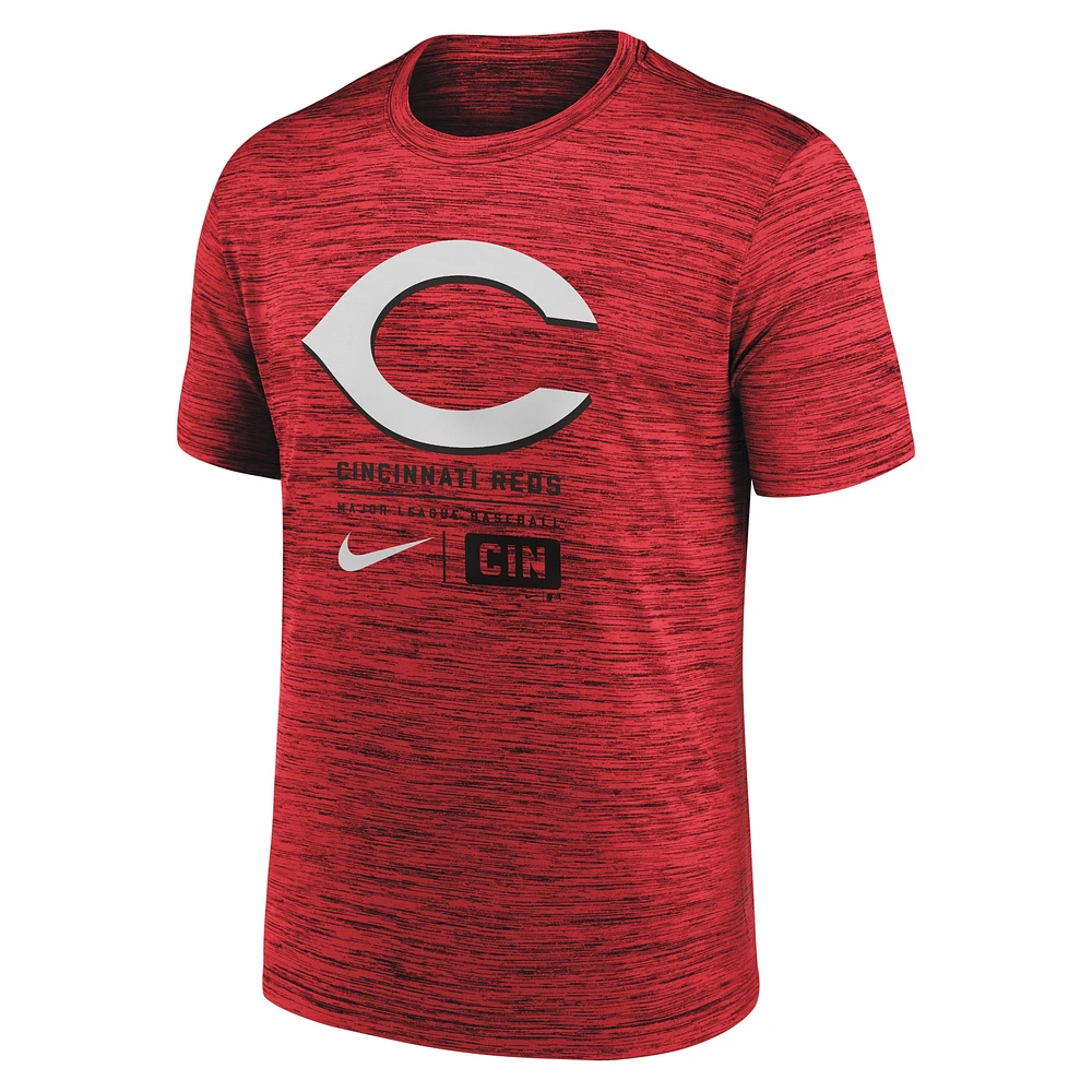 T-shirt Nike rouge Cincinnati Reds Velocity avec grand logo pour homme