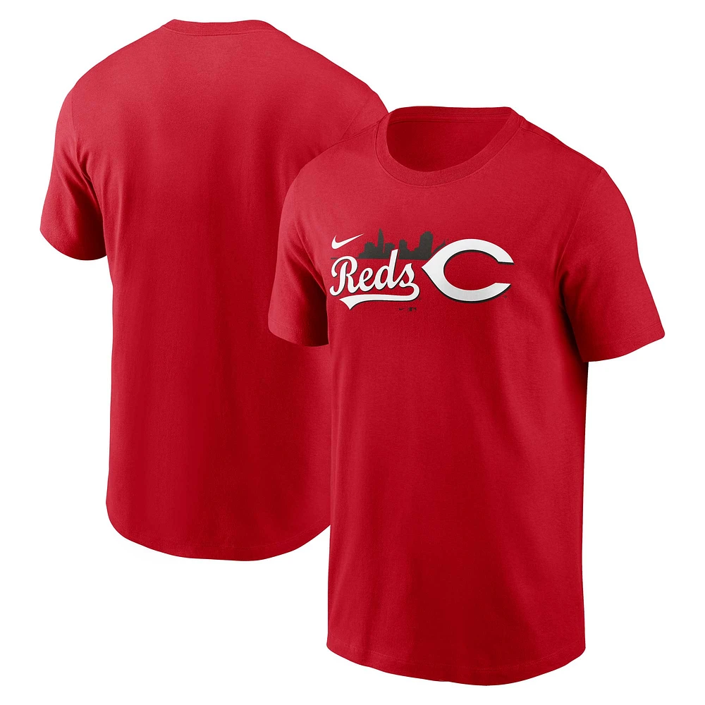 T-shirt Nike rouge Cincinnati Reds Skyline de l'équipe locale pour homme