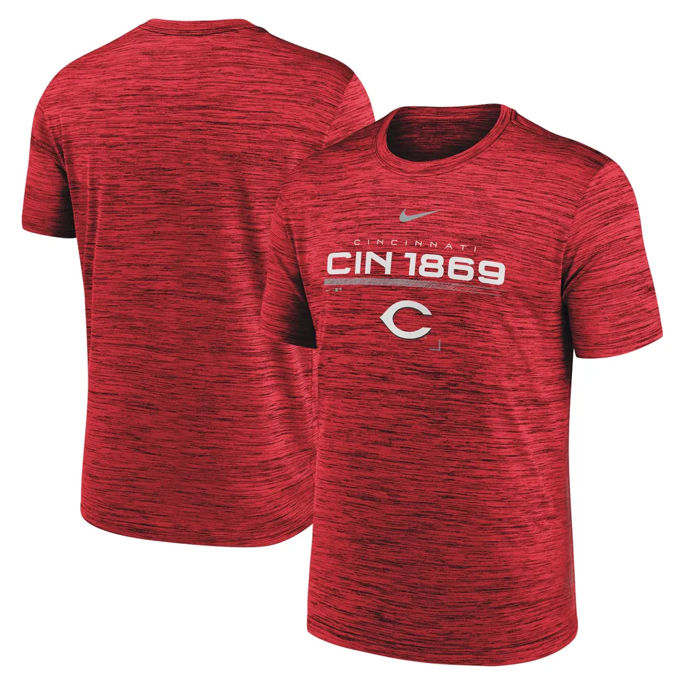 T-shirt rouge Nike Cincinnati Reds Wordmark Velocity Performance pour homme