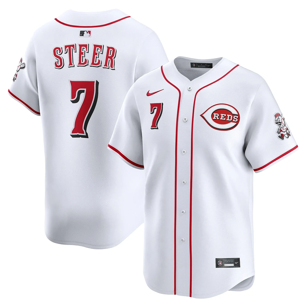 Maillot de joueur alternatif Nike Spencer Steer pour homme, blanc, Reds Cincinnati