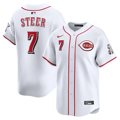 Maillot de joueur alternatif Nike Spencer Steer pour homme, blanc, Reds Cincinnati