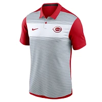 Polo Nike Performance à rayures Vapor des Cincinnati Reds pour homme, blanc/rouge