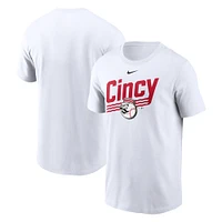 T-shirt Nike pour homme, blanc, Cincinnati Reds, local, ville natale