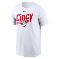 T-shirt Nike pour homme, blanc, Cincinnati Reds, local, ville natale