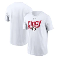 T-shirt Nike pour homme, blanc, Cincinnati Reds, local, ville natale