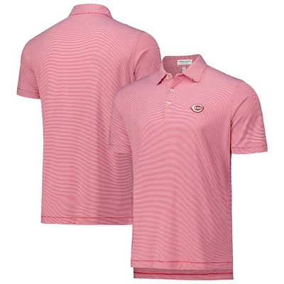 Polo en jersey extensible à rayures Jubilee Peter Millar Red Cincinnati Reds pour hommes