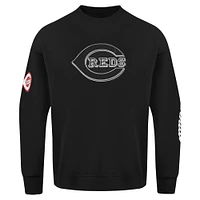 Men's Pro Standard Black Cincinnati Reds Paint The City Dropped Shoulder Pullover Sweatshirt