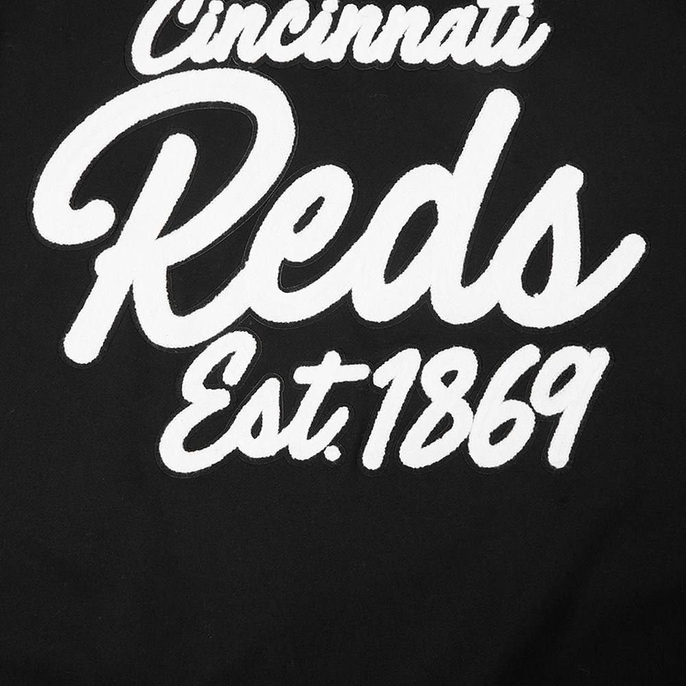 Men's Pro Standard Black Cincinnati Reds Paint The City Dropped Shoulder Pullover Sweatshirt