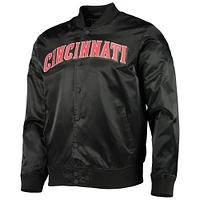Men's Pro Standard Black Cincinnati Reds Wordmark Satin Full-Snap Jacket