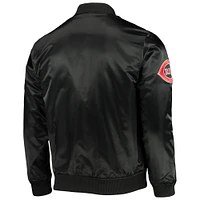Men's Pro Standard Black Cincinnati Reds Wordmark Satin Full-Snap Jacket