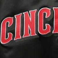 Men's Pro Standard Black Cincinnati Reds Wordmark Satin Full-Snap Jacket