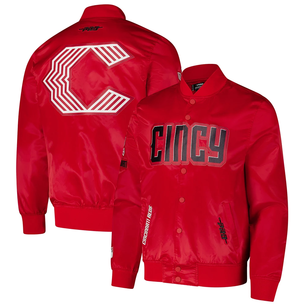 Veste à boutons-pression City Connect en satin rouge Pro Standard pour homme des Reds de Cincinnati