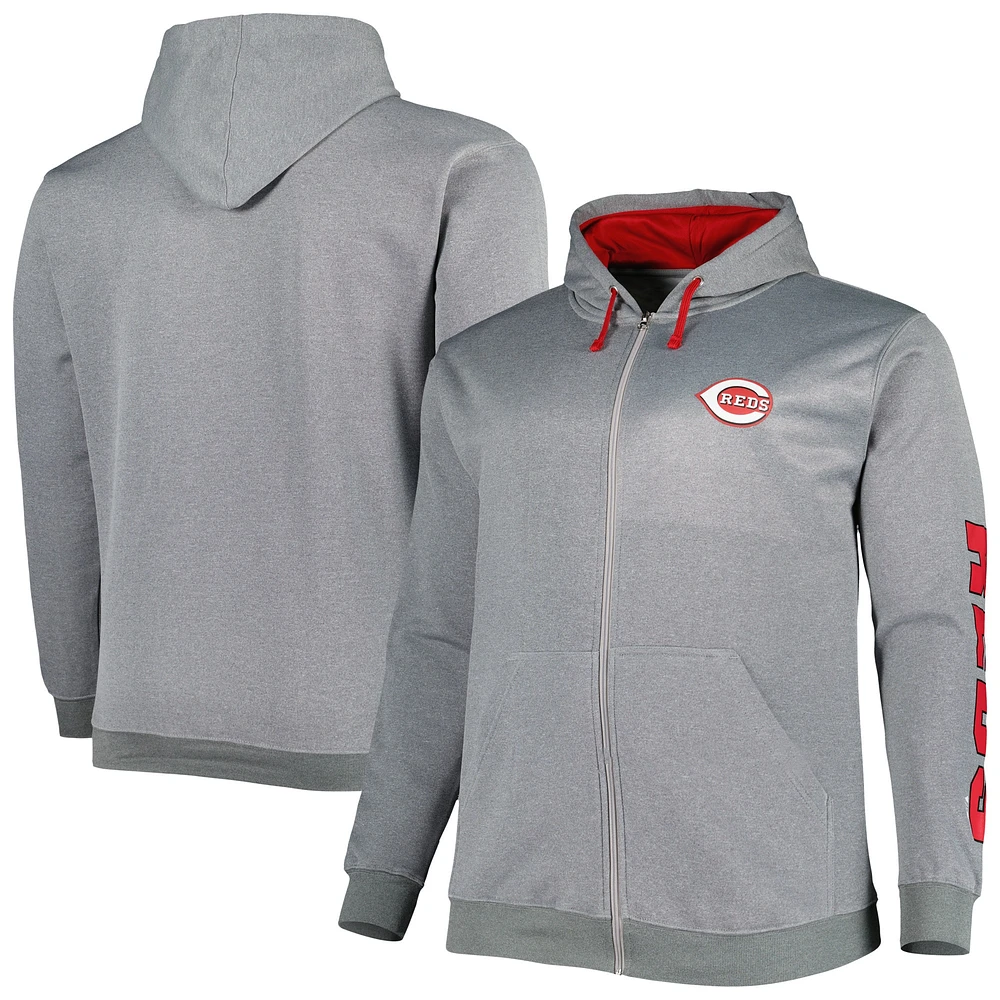 Men's Profile Ash Cincinnati Reds Big & Tall Pullover Hoodie