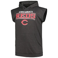 Men's Profile Heather Charcoal Cincinnati Reds Big & Tall Muscle Sleeveless Pullover Hoodie