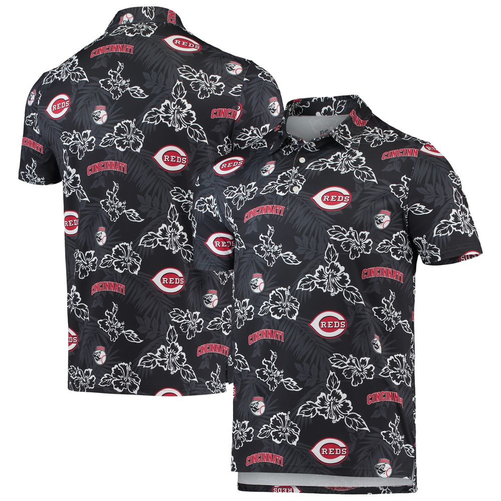 Men's Reyn Spooner Black Cincinnati Reds Performance Polo