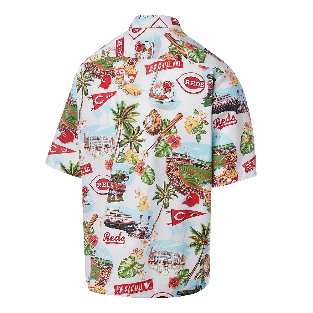 Men's Reyn Spooner White Cincinnati Reds Scenic Button-Up Shirt