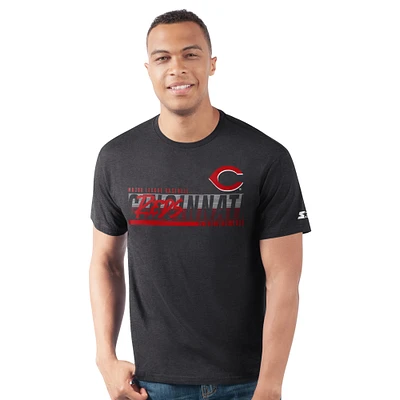 T-shirt noir chiné Starter pour homme des Reds de Cincinnati Prime Time