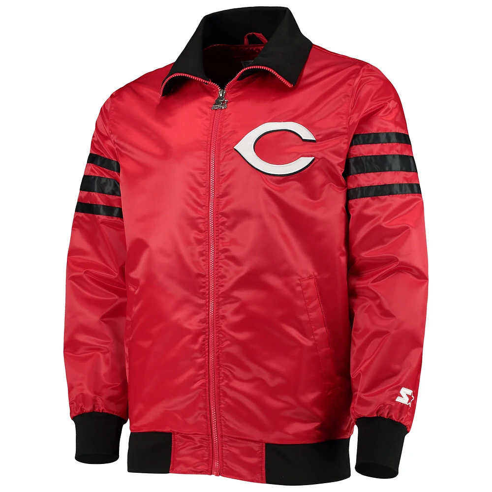 Cincinnati Reds pour hommes Starter Red Veste universitaire à glissière intégrale Captain II