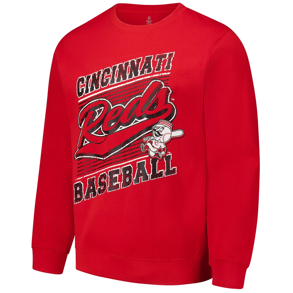 Sweat-shirt ras du cou léger rouge Stitches pour homme des Cincinnati Reds