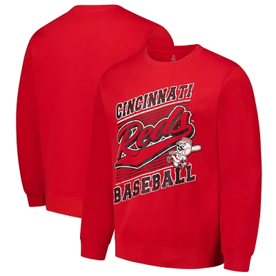 Sweat-shirt ras du cou léger rouge Stitches pour homme des Cincinnati Reds