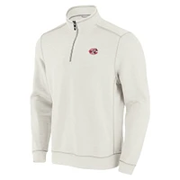 Sweat-shirt Tommy Bahama crème à demi-zip pour homme des Reds de Cincinnati Sport Tobago Bay Tri-Blend