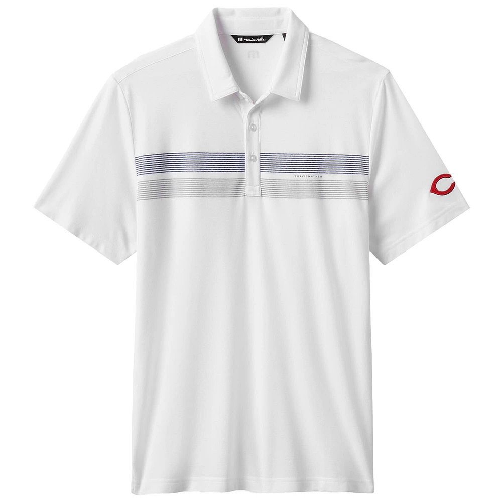 Polo tri-blend blanc Top Recruit des Reds de Cincinnati pour homme TravisMathew