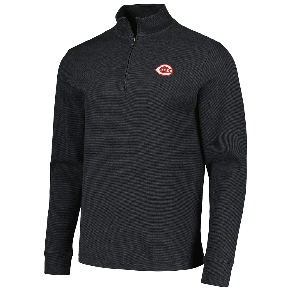 Men's Vineyard Vines Black Cincinnati Reds Saltwater Quarter-Zip Jacket