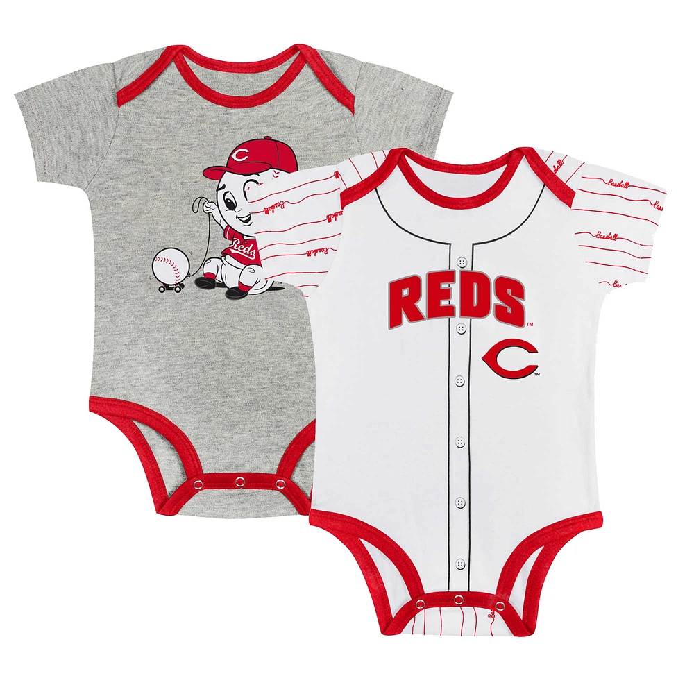 Newborn & Infant Gray/White Cincinnati Reds Two-Pack Play Ball Bodysuit Set