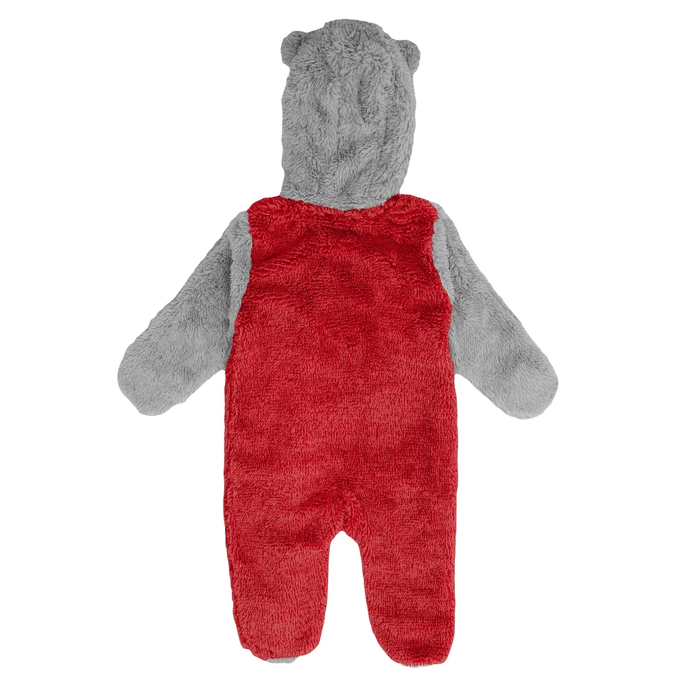 Newborn and Infant Red/Gray Cincinnati Reds Game Nap Teddy Fleece Bunting Full-Zip Sleeper