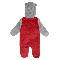 Newborn and Infant Red/Gray Cincinnati Reds Game Nap Teddy Fleece Bunting Full-Zip Sleeper