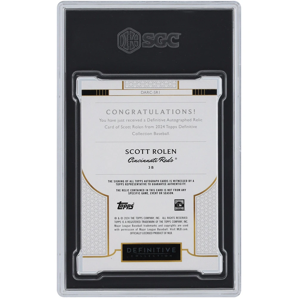 Scott Rolen Cincinnati Reds Autographié 2024 Topps Definitive Collection Purple Relic #DARC-SR1 #1/5 SGC Authentifié 8.5 Carte