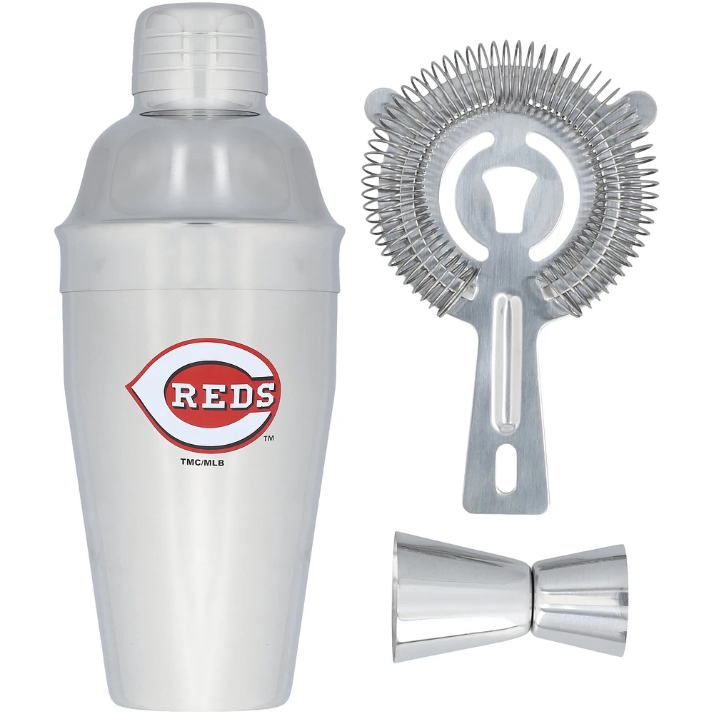 The Memory Company Cincinnati Reds Stainless Steel Shaker, Strainer & Jigger Set