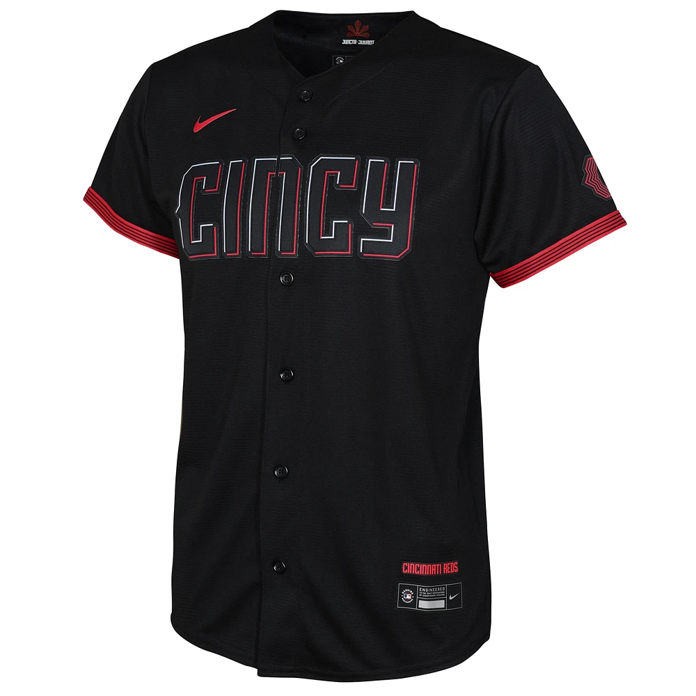 Maillot Nike noir Cincinnati Reds City Connect Replica pour enfant