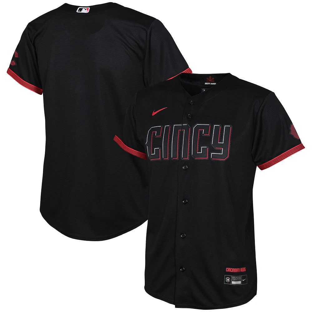 Maillot Nike noir Cincinnati Reds City Connect Replica pour enfant